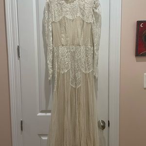 Vintage Wedding Style White Lace Dress